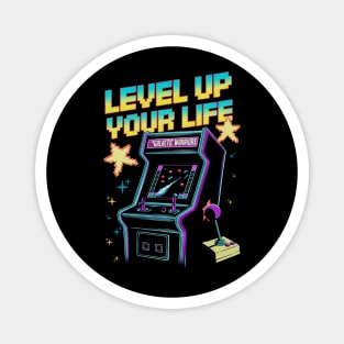 Level Up Your Life Retro Arcade Gamer Design Magnet
